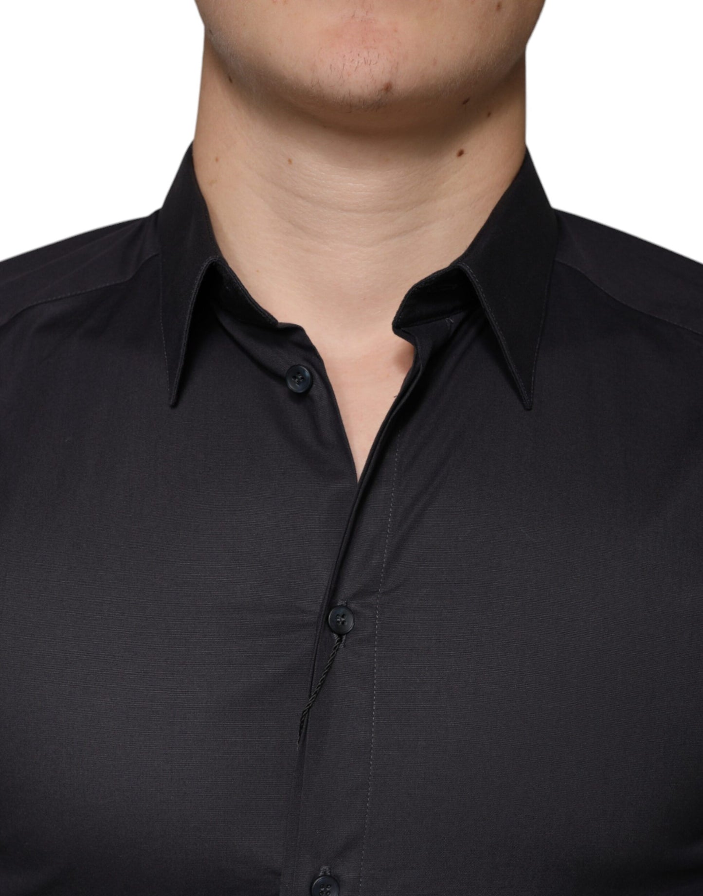 Schwarzes Baumwoll-Stretch-Kleid GOLD Formelles Hemd