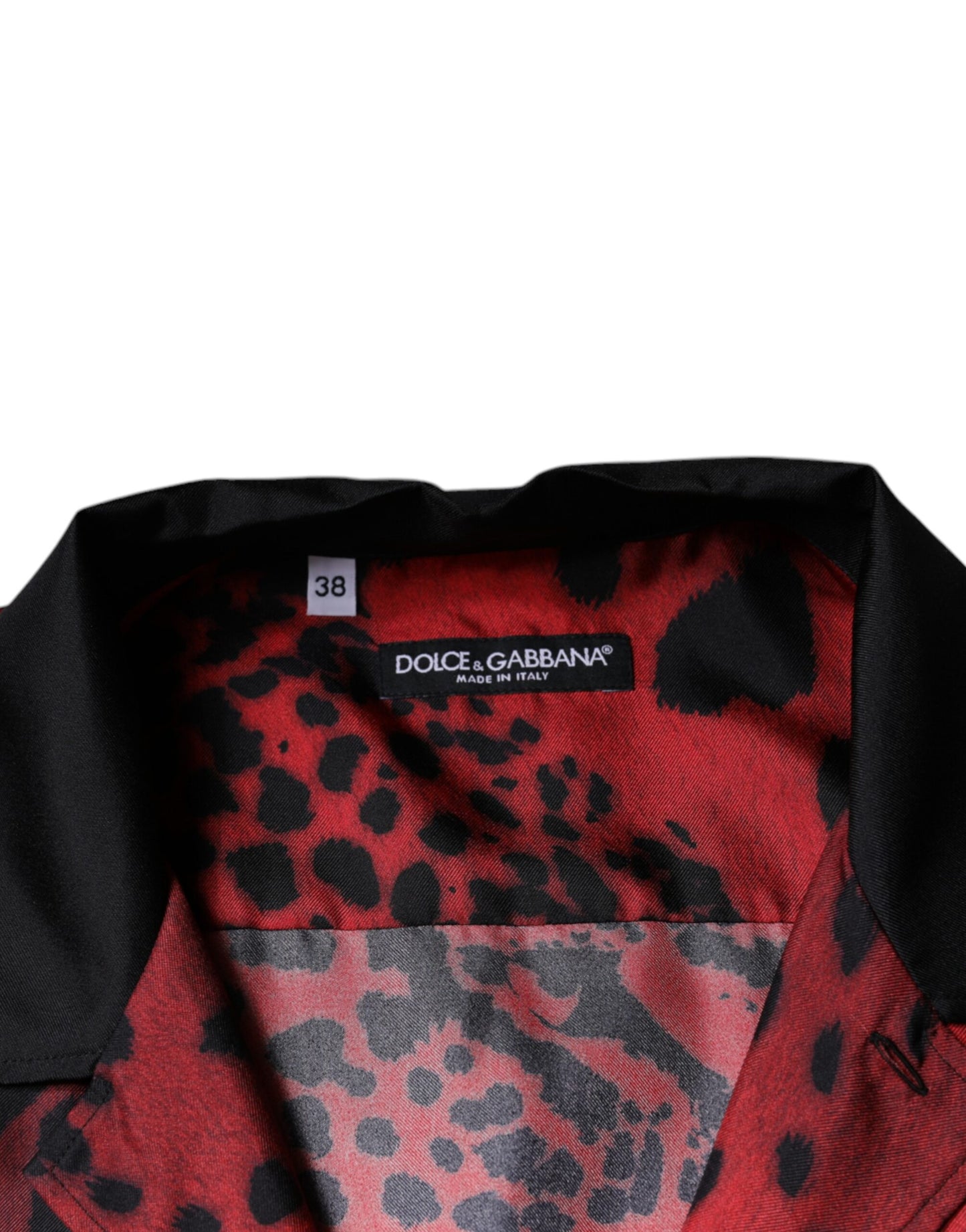 Rotes Button-Down-Freizeithemd aus Seide mit Leopardenmuster