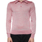 Rosa Langarm-Poloshirt aus Polyester für Herren