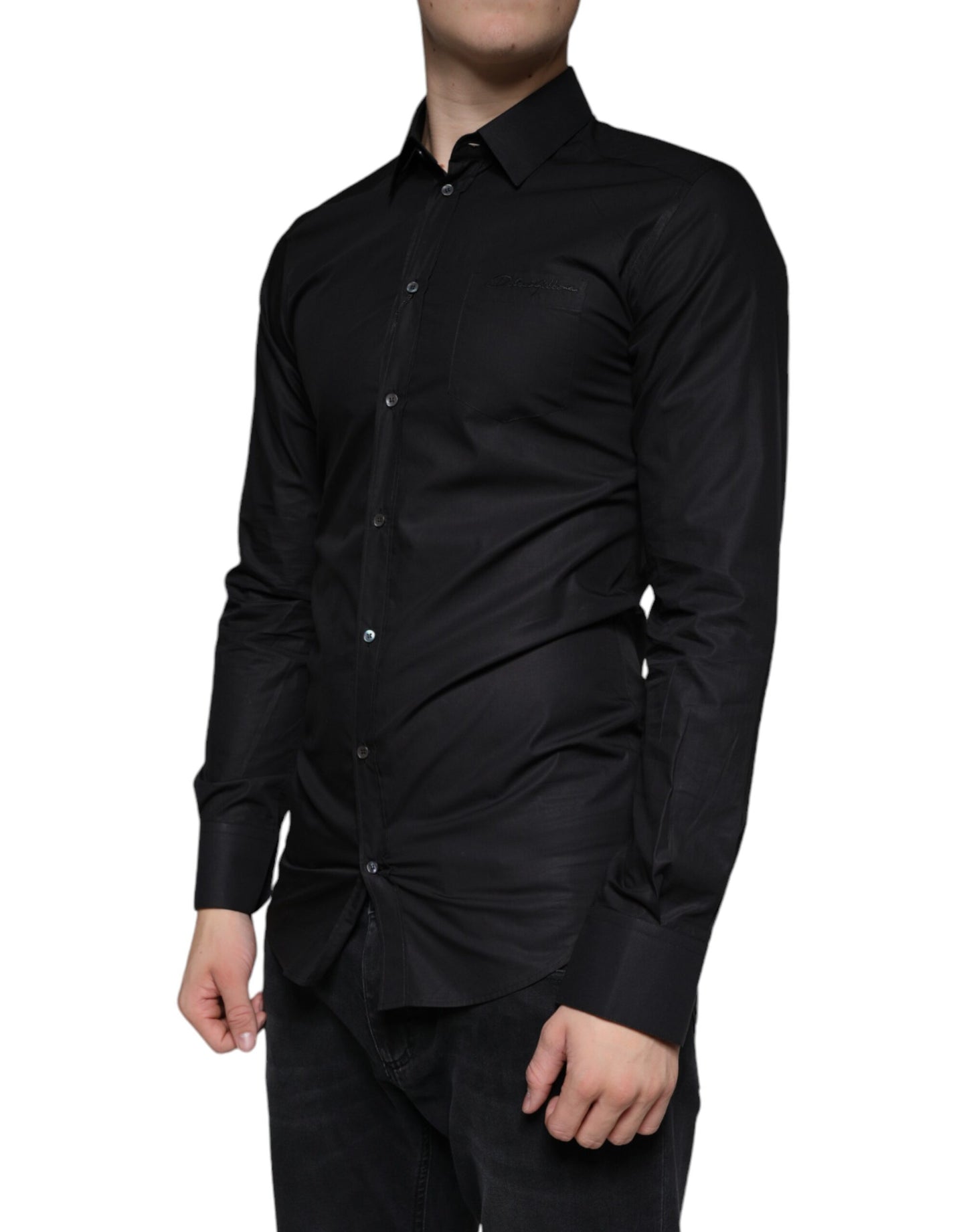 Schwarzes Baumwoll-Stretch-Kleid GOLD Formelles Hemd