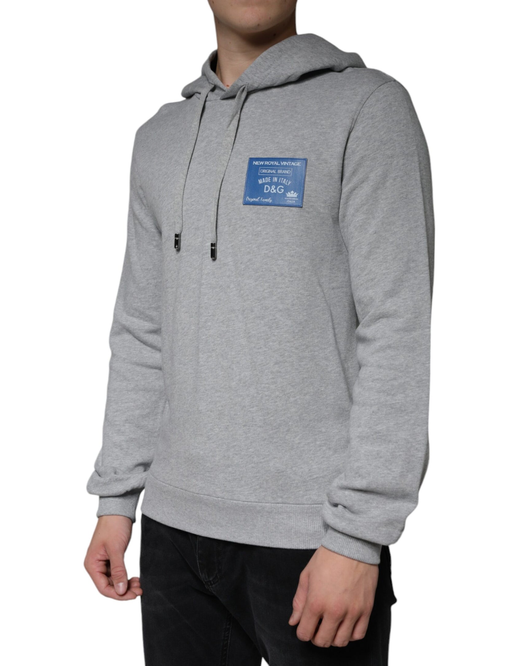 Graues Kapuzen-Sweatshirt mit Logo aus Baumwolle