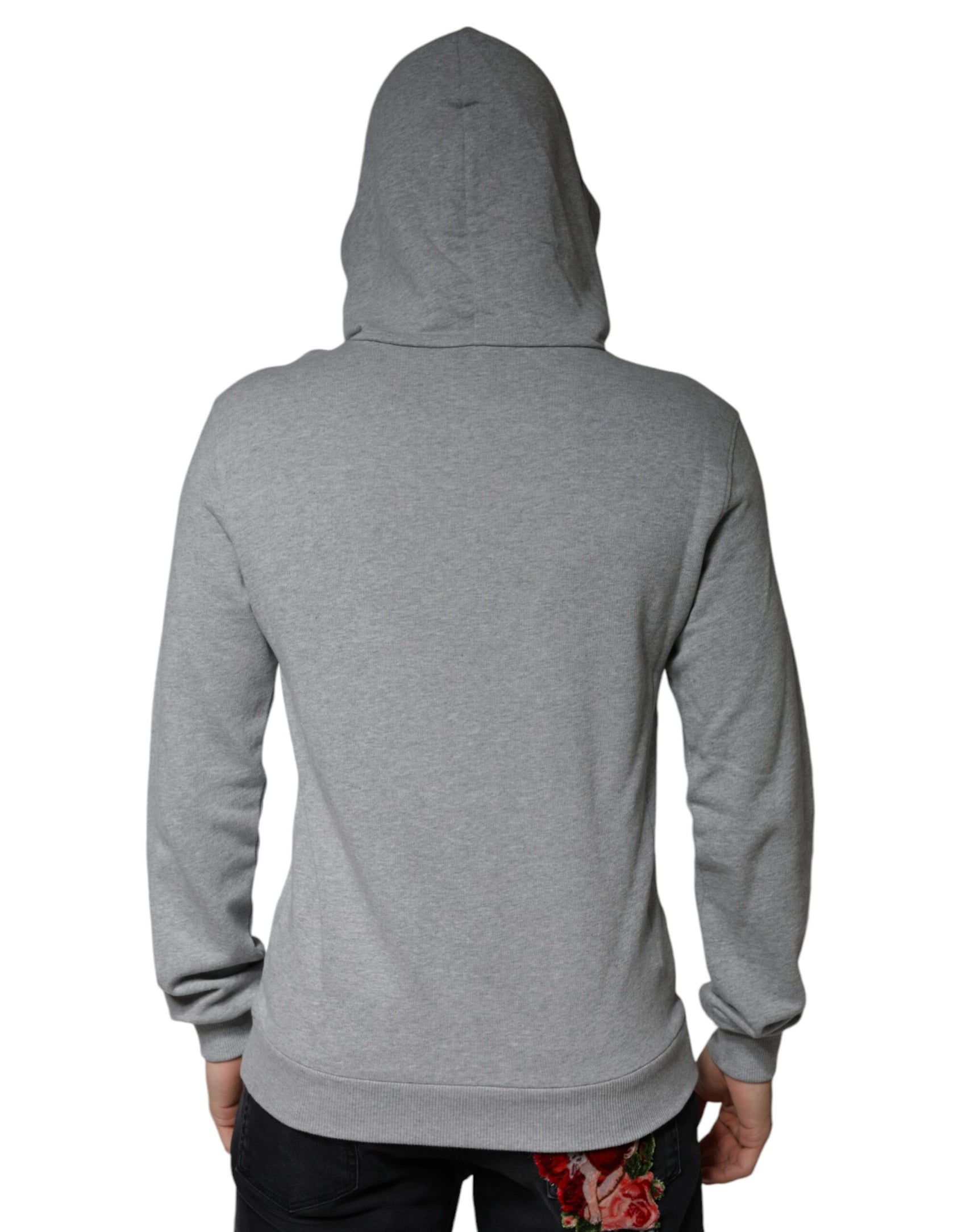 Graues Kapuzen-Sweatshirt mit Logo aus Baumwolle