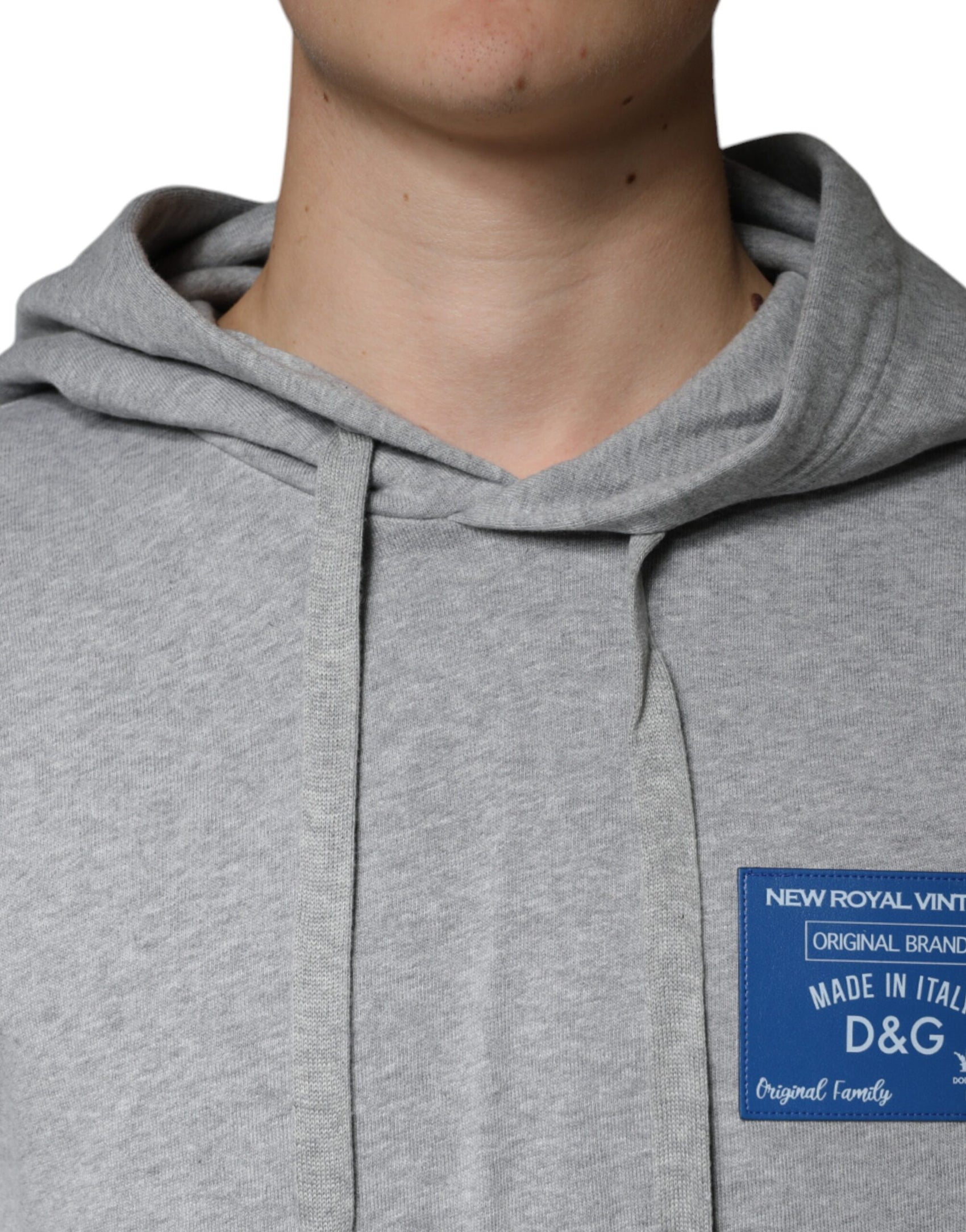 Graues Kapuzen-Sweatshirt mit Logo aus Baumwolle