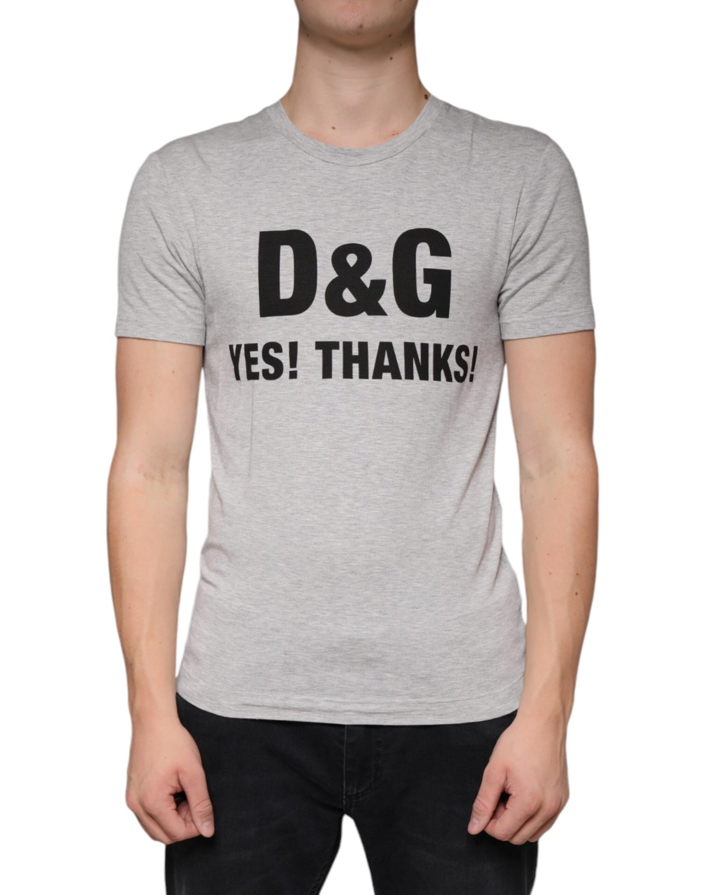 Graues T-Shirt mit Rundhalsausschnitt und kurzen Ärmeln und Logo-Print