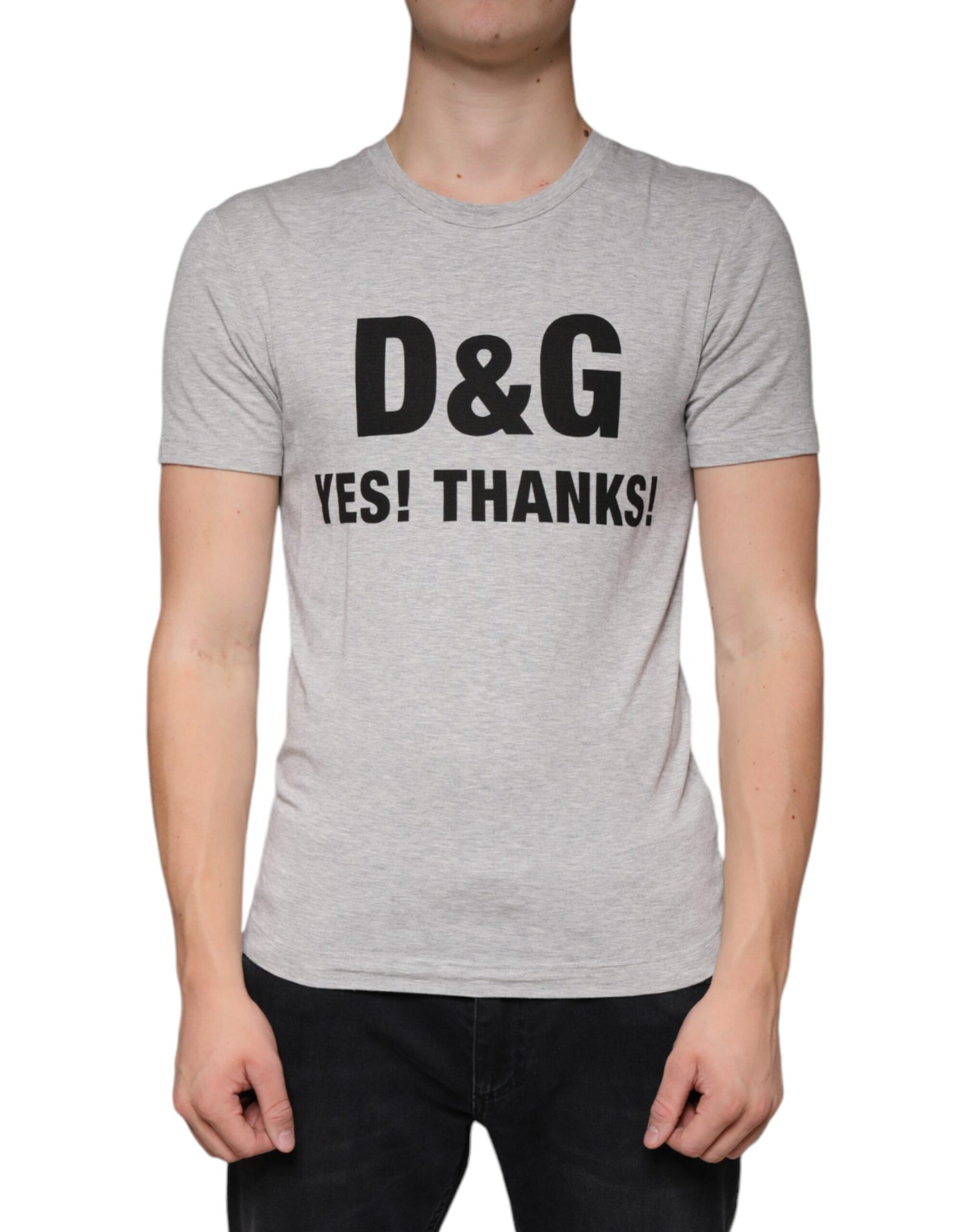 Graues T-Shirt mit Rundhalsausschnitt und kurzen Ärmeln und Logo-Print