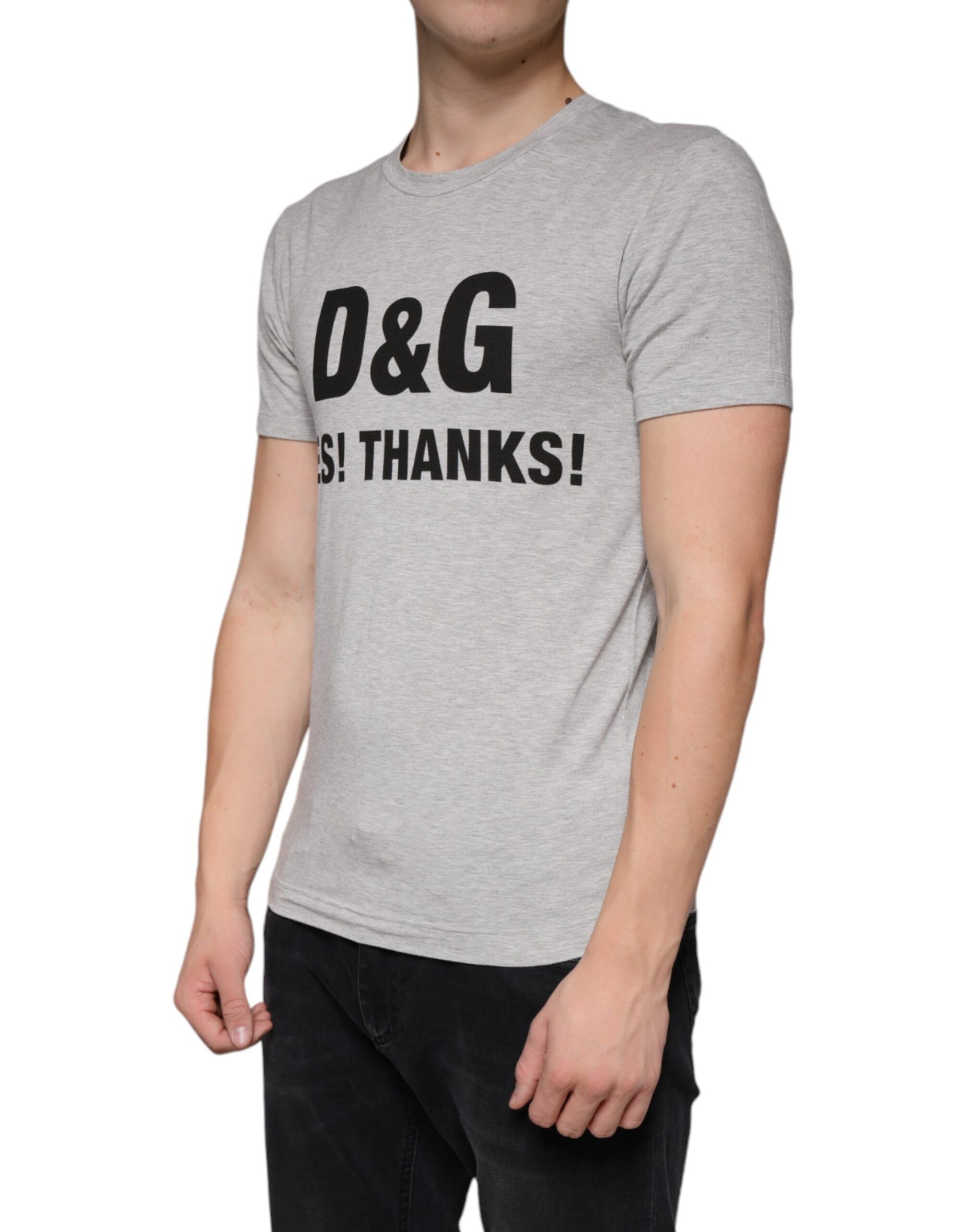 Graues T-Shirt mit Rundhalsausschnitt und kurzen Ärmeln und Logo-Print
