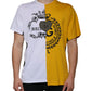Weiß-gelbes Kurzarm-T-Shirt mit Logo-Print