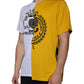 Weiß-gelbes Kurzarm-T-Shirt mit Logo-Print