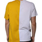 Weiß-gelbes Kurzarm-T-Shirt mit Logo-Print