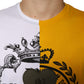 Weiß-gelbes Kurzarm-T-Shirt mit Logo-Print