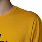 Weiß-gelbes Kurzarm-T-Shirt mit Logo-Print