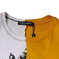 Weiß-gelbes Kurzarm-T-Shirt mit Logo-Print