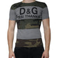 Mehrfarbiges Camouflage-T-Shirt aus Baumwolle mit Rundhalsausschnitt
