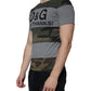 Mehrfarbiges Camouflage-T-Shirt aus Baumwolle mit Rundhalsausschnitt