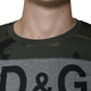 Mehrfarbiges Camouflage-T-Shirt aus Baumwolle mit Rundhalsausschnitt