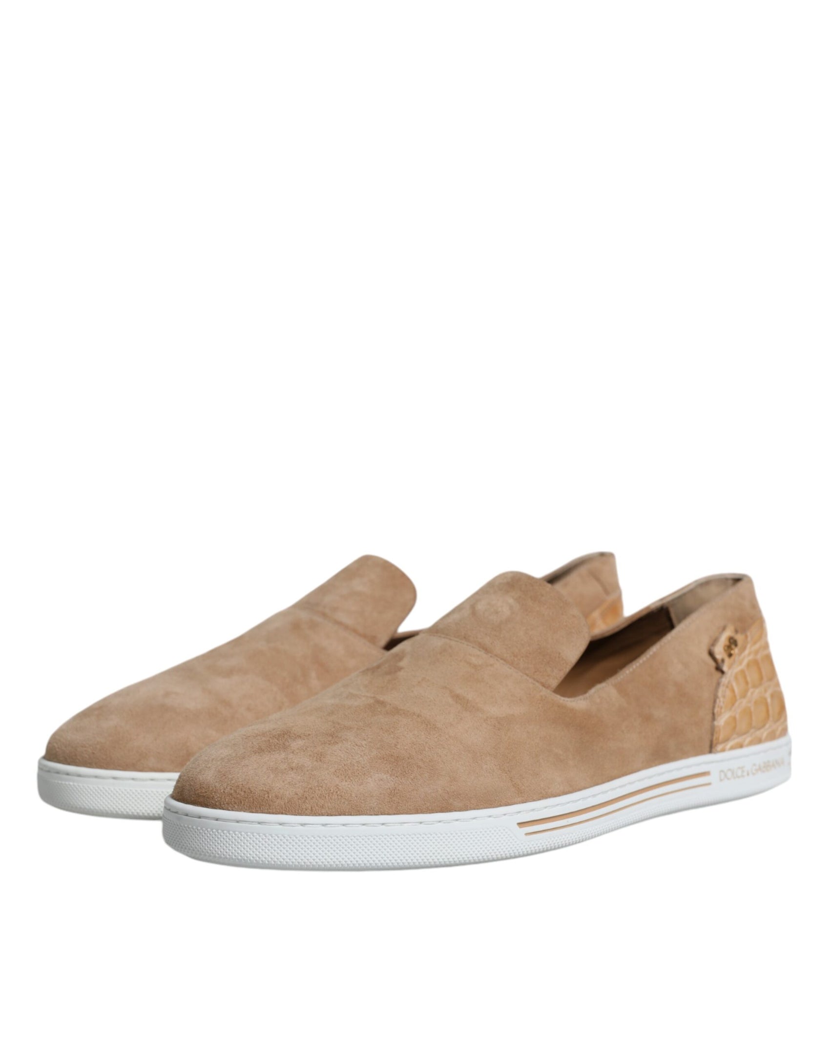 Mocassini in pelle scamosciata beige Caiman Pantofole Scarpe