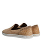 Beige Suede Caiman Loafers Slippers Shoes