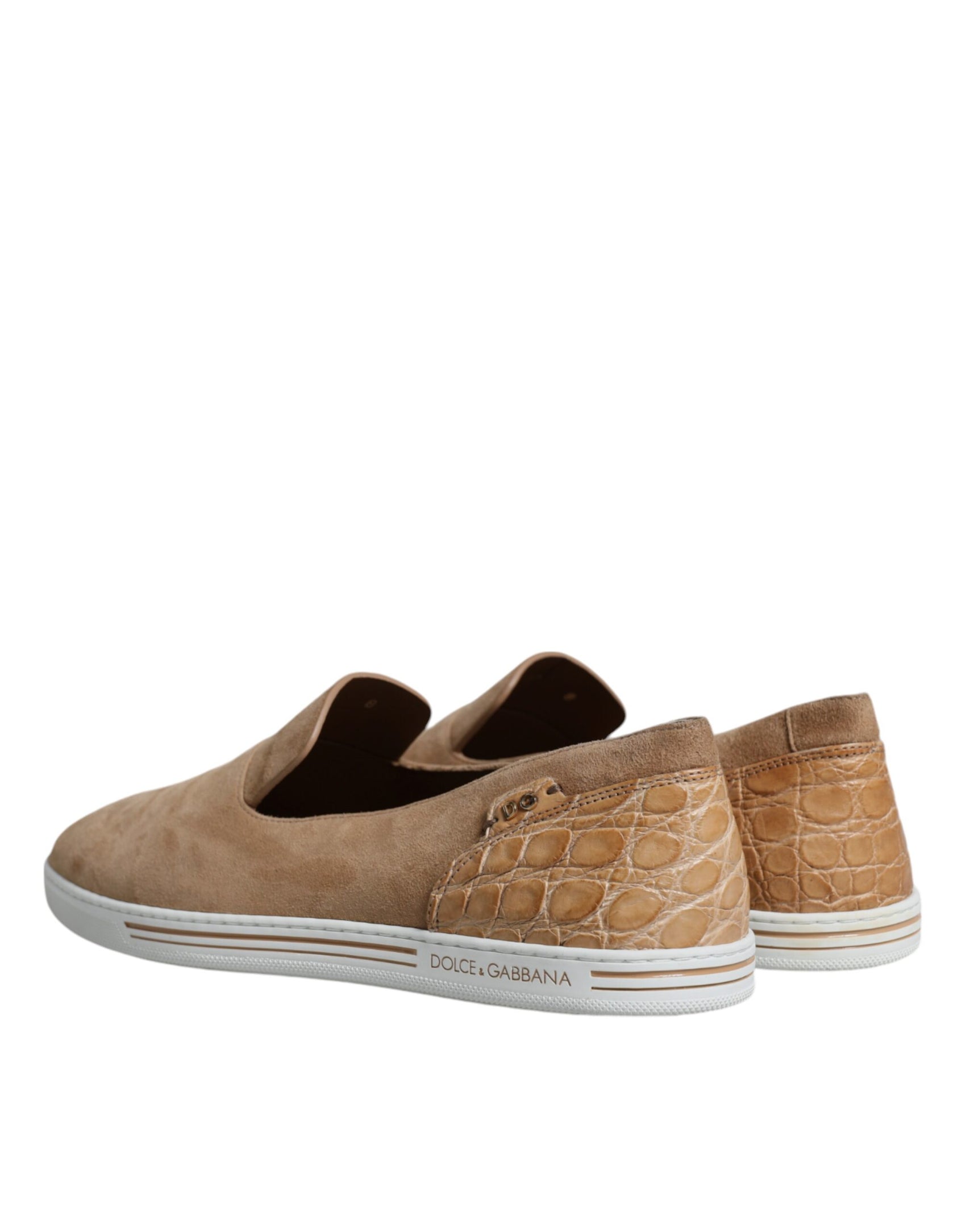 Mocassini in pelle scamosciata beige Caiman Pantofole Scarpe