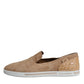 Beige Suede Caiman Loafers Slippers Shoes