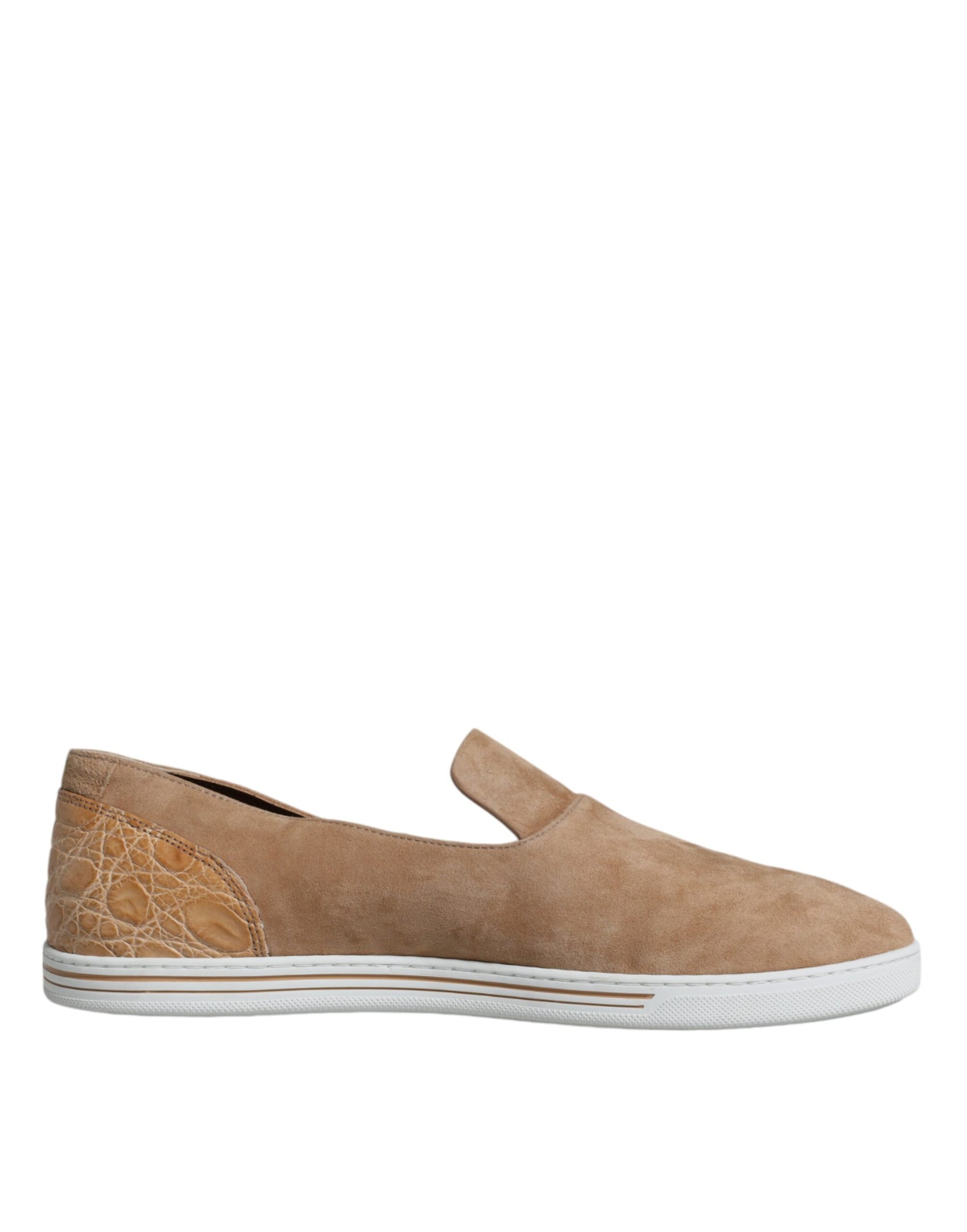 Mocassini in pelle scamosciata beige Caiman Pantofole Scarpe