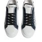 White Blue Leather Crown Milano Sneakers Shoes