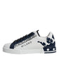 White Blue Leather Crown Milano Sneakers Shoes