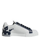 White Blue Leather Crown Milano Sneakers Shoes