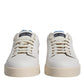 White Blue Perforated Low Top Sneakers Shoes