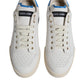 White Blue Perforated Low Top Sneakers Shoes