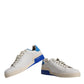 White Blue Perforated Low Top Sneakers Shoes