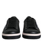 Black Leather Low Top Men Sneakers Shoes