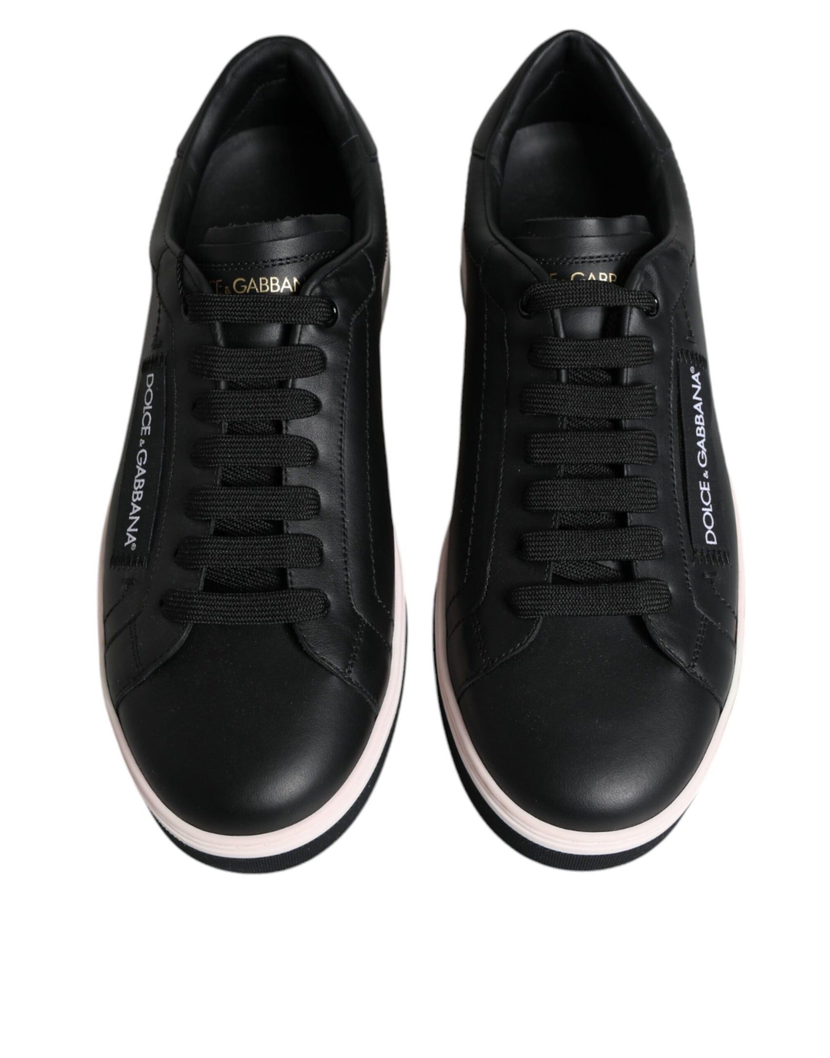 Schwarze Leder Low Top Herren Sneakers Schuhe