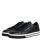 Black Leather Low Top Men Sneakers Shoes