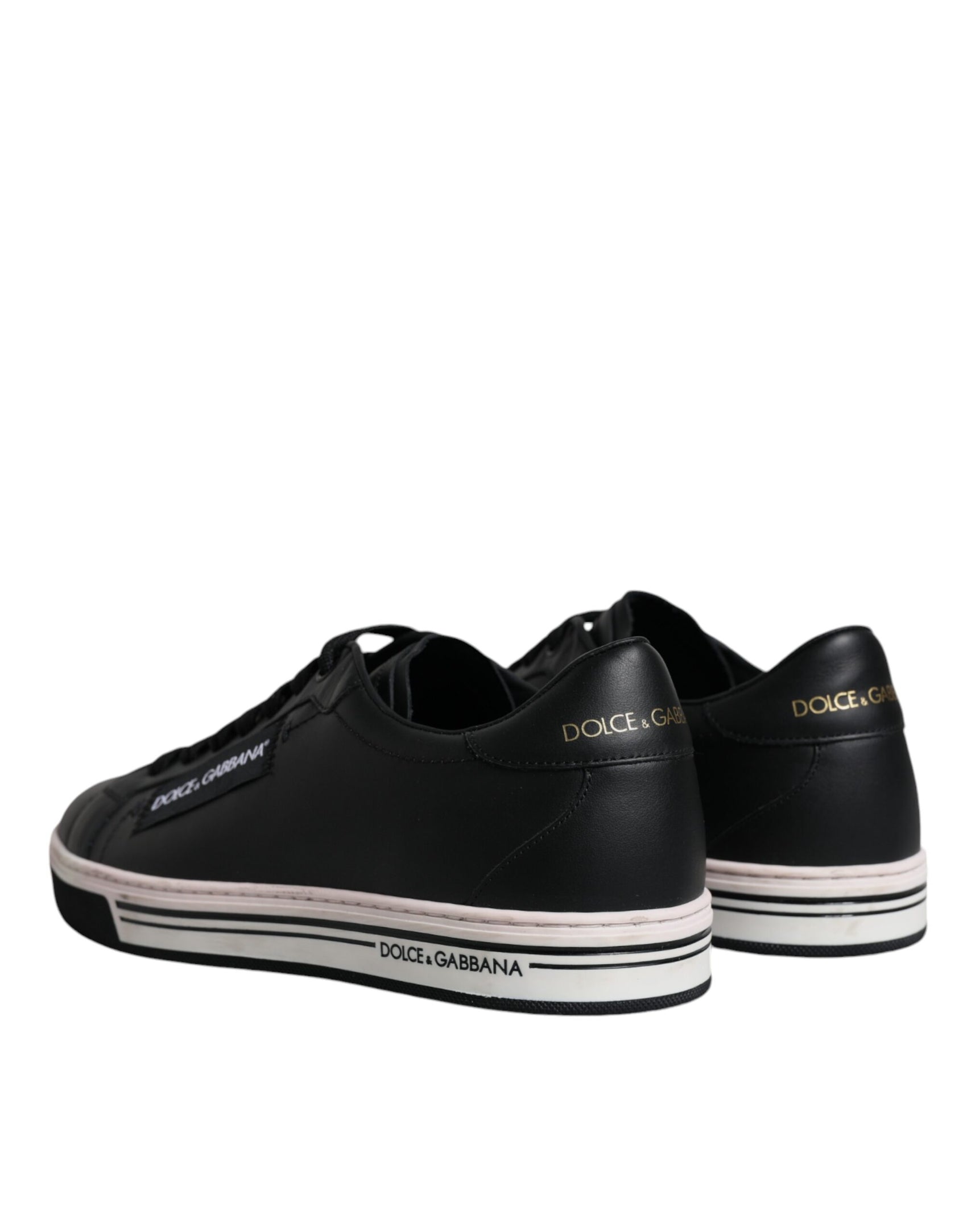 Schwarze Leder Low Top Herren Sneakers Schuhe