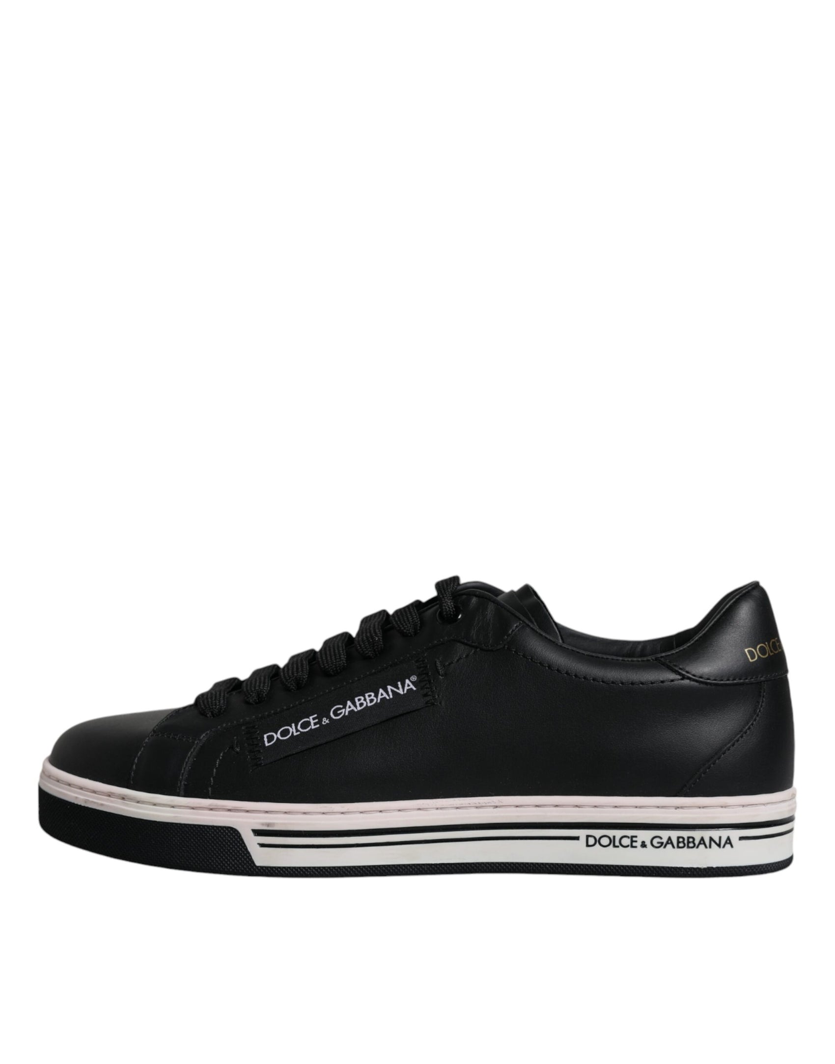 Schwarze Leder Low Top Herren Sneakers Schuhe