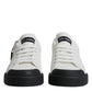 White Black Leather Logo Portofino Sneaker Shoes