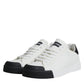 White Black Leather Logo Portofino Sneaker Shoes