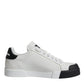 White Black Leather Logo Portofino Sneaker Shoes