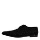 Black Embellished Suede Derby Formal Shoes