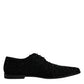 Black Embellished Suede Derby Formal Shoes