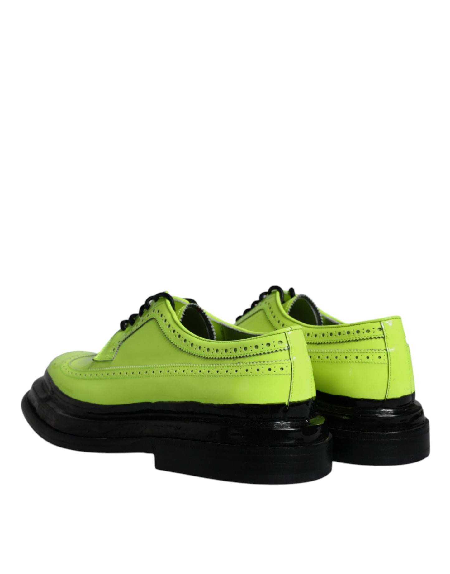 Scarpe eleganti derby con lacci in pelle verde neon