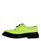 Scarpe eleganti derby con lacci in pelle verde neon