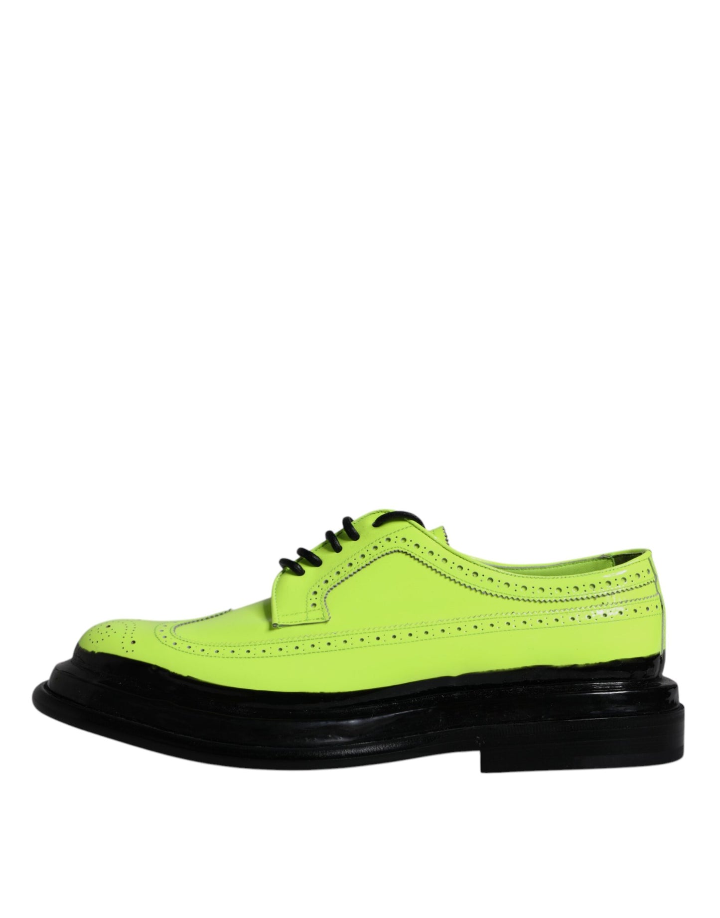 Scarpe eleganti derby con lacci in pelle verde neon