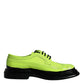 Scarpe eleganti derby con lacci in pelle verde neon