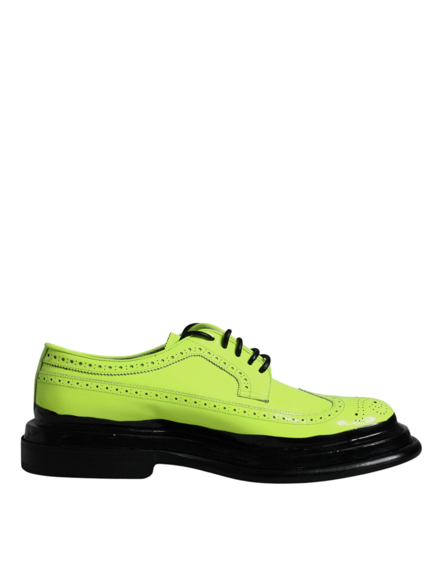 Scarpe eleganti derby con lacci in pelle verde neon