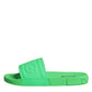 Green Leather Slides Sandals Beachwear Shoes