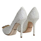 White Taormina Lace Crystal Heel Pumps Shoes