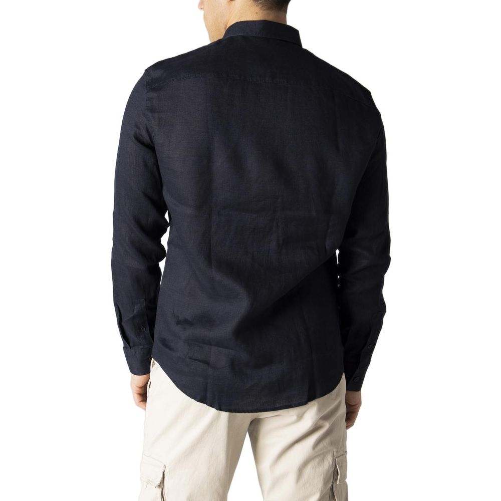 Camicia di lino blu