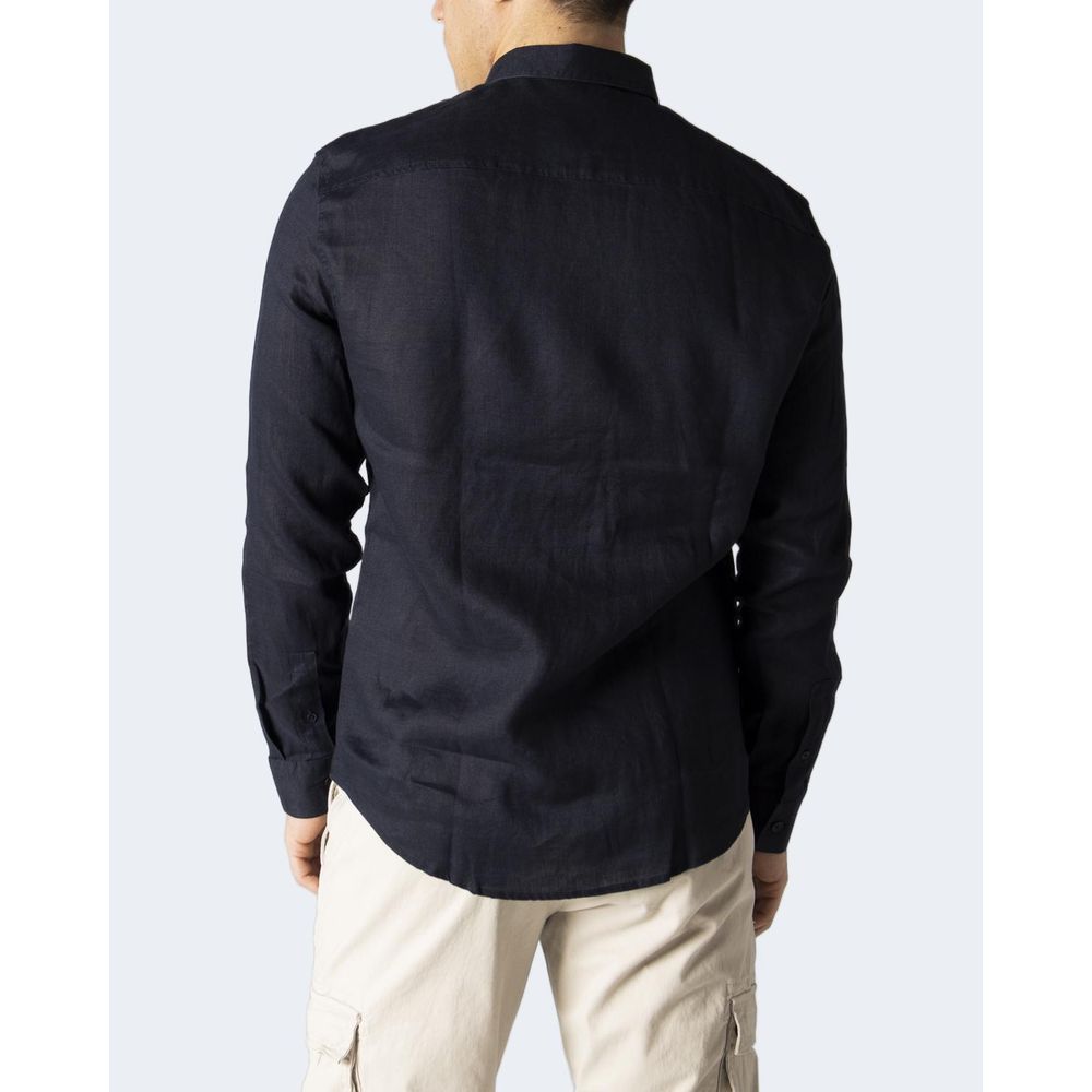Camicia di lino blu