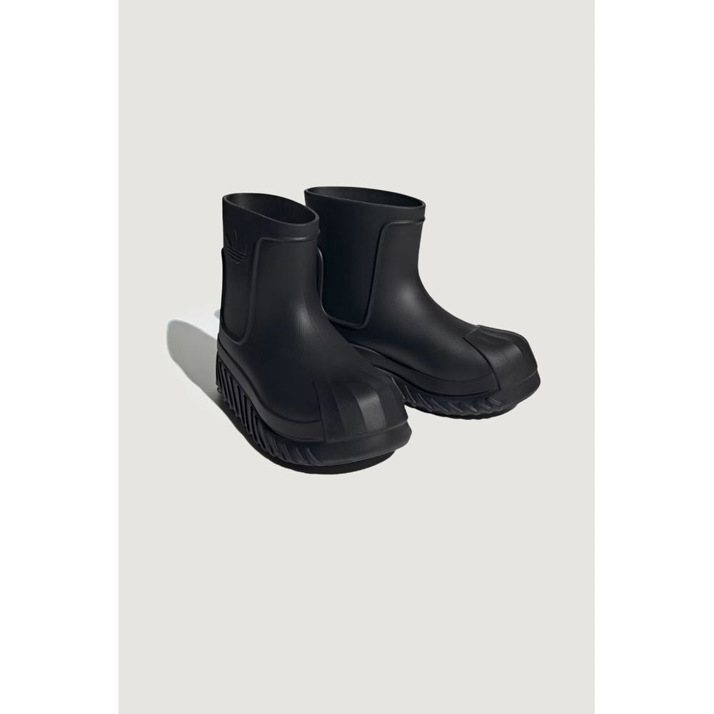 Schwarzer Stiefel aus synthetischem Material